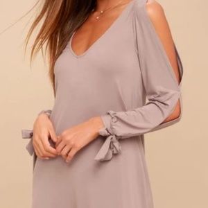 NWT Lulu's Taupe Shift Dress Mini Sz M